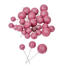 Csillámos gömb pick - Rózsaszín - 30 db/csomag
