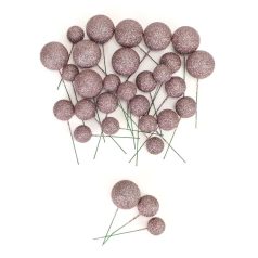  Csillámos gömb pick - Rózsaarany - 30 db/csomag