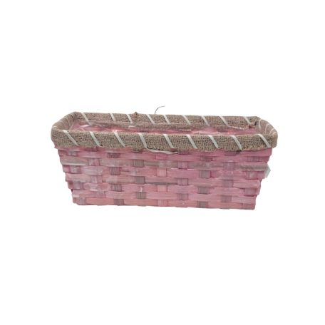 Juta peremes színes tégla kosár - Rózsaszín - 25x13x9,5 cm 