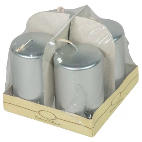  Adventi gyertya - Metál ezüst - 8x5 cm - 4 db/csomag