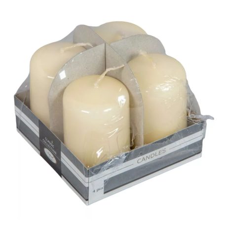 Lakkozott adventi gyertya - Krém - 7x4 cm - 4 db/csomag