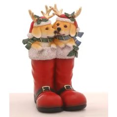 Karácsonyi kutyusok csizmában - 30 cm - Raktáron