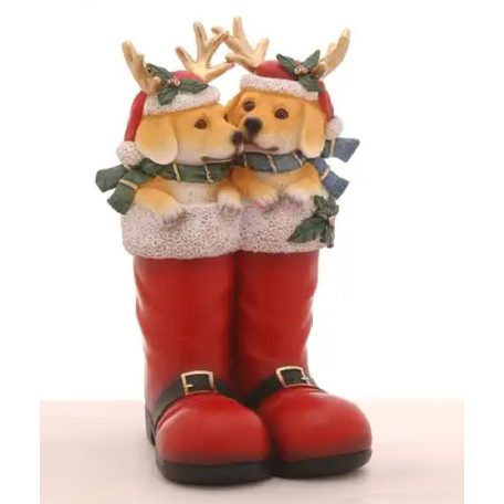 Karácsonyi kutyusok csizmában - 30 cm - Raktáron