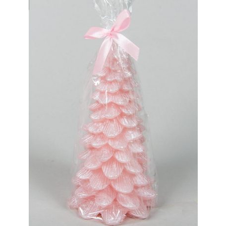 Karácsonyi fenyő gyertya - Rózsaszín - 18 cm 