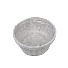 Kerek bambusz kosár - Fehér - 20 cm 