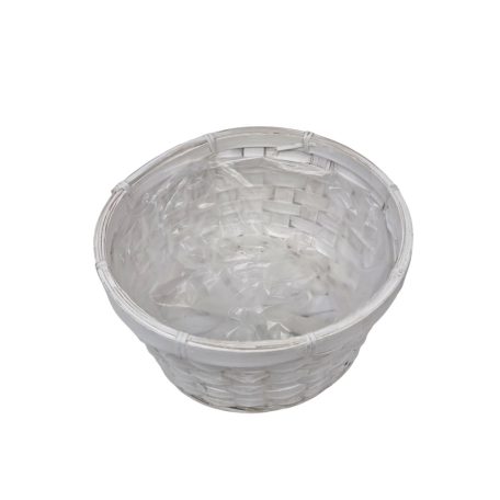 Kerek bambusz kosár - Fehér - 20 cm 