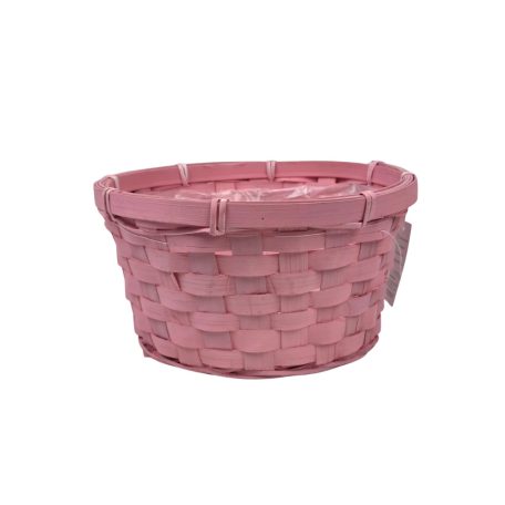 Kerek bambusz kosár - Rózsaszín - 20 cm 