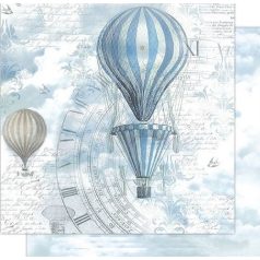   Scrapbook papír -  Kék léghajó - 2 oldalas - 31,5 x 30,5 cm 