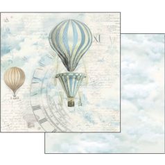   Scrapbook papír -  Kék léghajó - 2 oldalas - 31,5 x 30,5 cm 