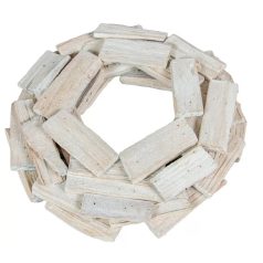 Koszorú alap fadarabokból - Fehér - 30 cm