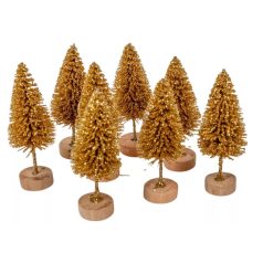 Mini fenyő dekor - Arany - 6 cm - 8 db/csomag
