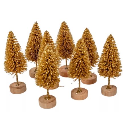 Mini fenyő dekor - Arany - 6 cm - 8 db/csomag