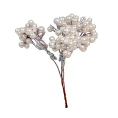 Gyöngy bogyós pick - Fehér - 14 cm