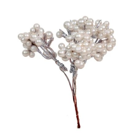 Gyöngy bogyós pick - Fehér - 14 cm