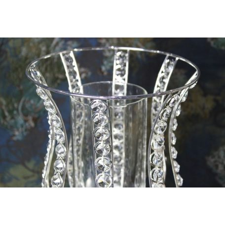 Ezüst luxus gyertyatartó drágakövekkel - 52 cm