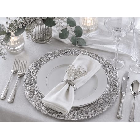 Ezüst dekor tálca ornament mintával - 36 cm  