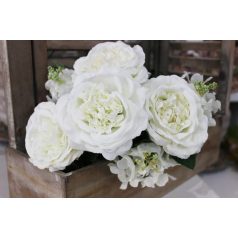 Fehér rózsa és hortenzia csokor