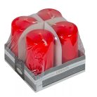Lakkozott adventi gyertya - Piros - 8x4 cm - 4 db/csomag