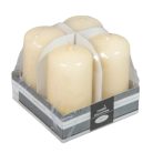 Lakkozott adventi gyertya - Krém - 8x4 cm - 4 db/csomag
