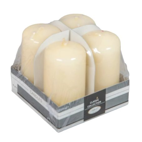 Lakkozott adventi gyertya - Krém - 8x4 cm - 4 db/csomag