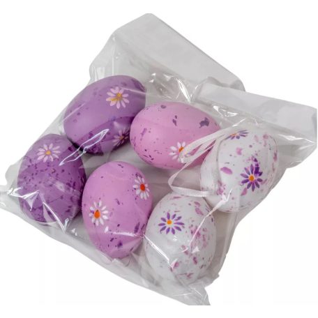 Húsvéti tojás - Lila-rózsaszín-fehér - 6 cm - 6 db/csomag
