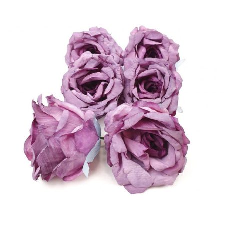 Nagy rózsafej 6 - 40 - Lila - 9x9x8 cm fejátmérő - 6 db/csomag 