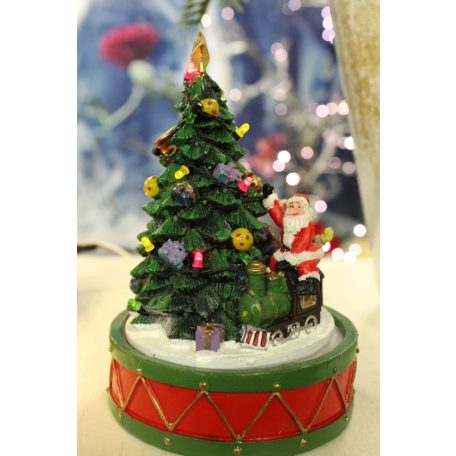 Mesebeli világító, forgó  játék karácsonyfa - 16 cm   