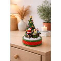   Mesebeli világító, forgó  játék karácsonyfa - 16 cm   