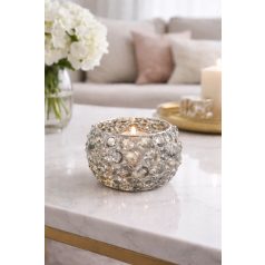 Füstös kristály gyertyatartó - 13 cm