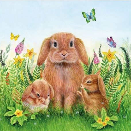 Ambiente papírszalvéta - Rabbit Family - 33x33cm - 20 db/csomag