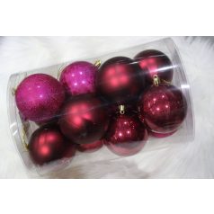 Bordó karácsonyi műgömbök 8 cm - 12 db/csomag