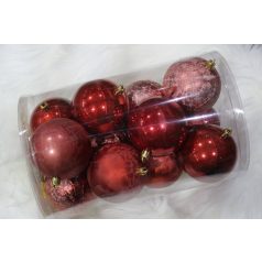 Piros karácsonyi gömbök 8 cm - 12 db/csomag