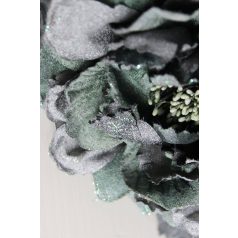 Sötétzöld bársonyrózsa csillámmal - 14 cm