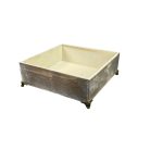 Dekotál szürkésbarna négyzet fém lábon - 20x20 cm