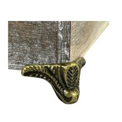 Dekotál szürkésbarna négyzet fém lábon - 20x20 cm