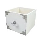 Dekoláda fehér kocka gombbal - 13x13x11cm