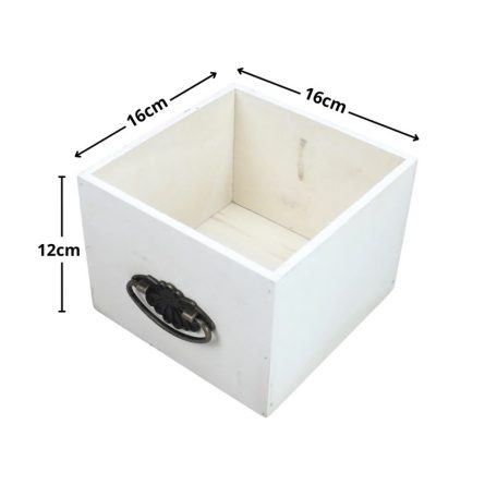 Dekoláda fehér kocka fogantyúval - 16x16x12 cm