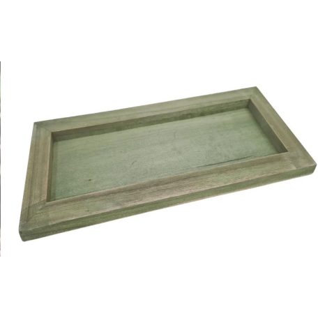 Fa keretes tálca - Zöld - 35x15 cm