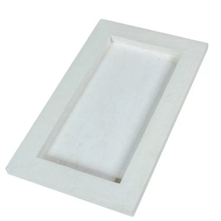 Fa keretes tálca - Fehér - 25x15x1,3 cm