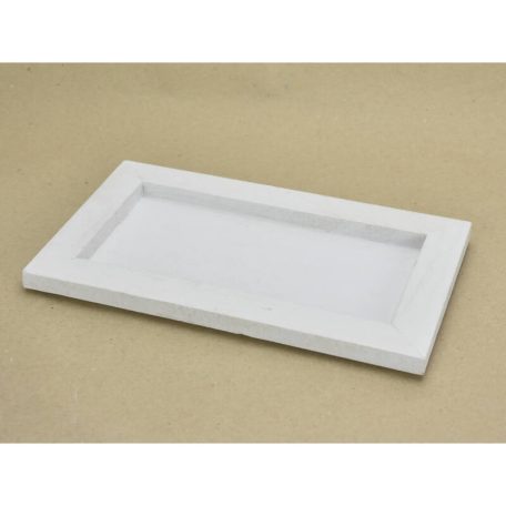 Fa keretes tálca - Fehér - 25x15x1,3 cm