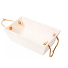   Trapéz alakú fehér dekoláda - kötél füles - 15,5x26 magasság: 9cm 