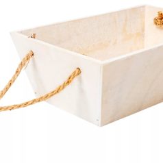   Trapéz alakú fehér dekoláda - kötél füles - 15,5x26 magasság: 9cm 