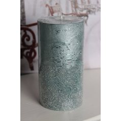 Tiffany-kék gyertya csillámmal - 13x7 cm
