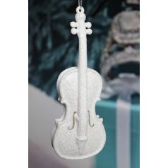 Fehér karácsonyfadísz - Hegedű  - 15,5 cm