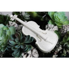Fehér karácsonyfadísz - Hegedű  - 15,5 cm
