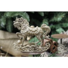 Barna világos hintaló fehér patinával - 10,5x9 cm