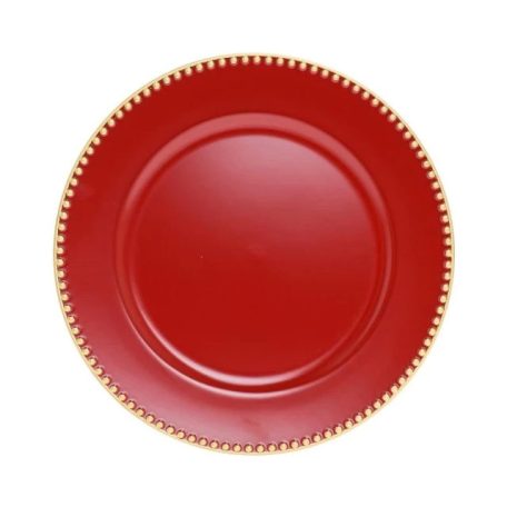 Dekor tálca kerek - Piros-arany - 33 cm
