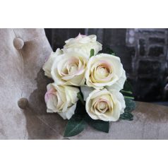 Rózsaszín és krémszínű rózsacsokor - 30 cm