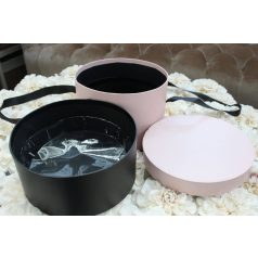 Rózsaszín kerek díszdobozok - 22 cm