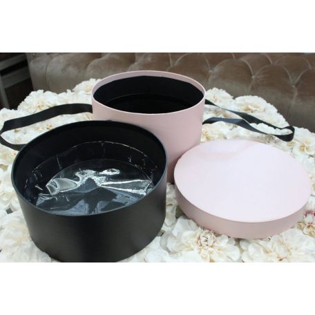 Rózsaszín kerek díszdobozok - 22 cm